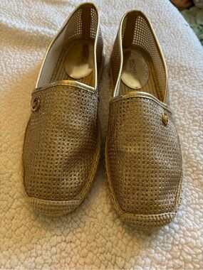 Michael Kors Kendrick Metallic Gold Woven Slip-On Espadrille